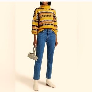 Rag & Bone Yellow Willow Fairisle Wool Sweater  M